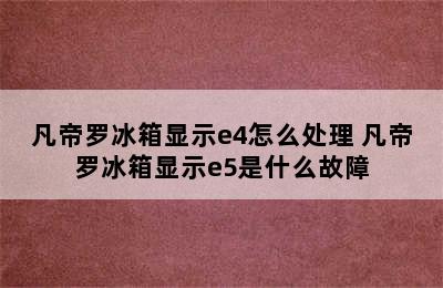 凡帝罗冰箱显示e4怎么处理 凡帝罗冰箱显示e5是什么故障